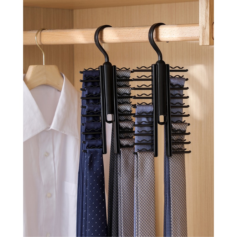 Rotating Multi-Functional Plastic Compact Home Hanger Rack Holder for Adjustable Belt Scarf Tie
