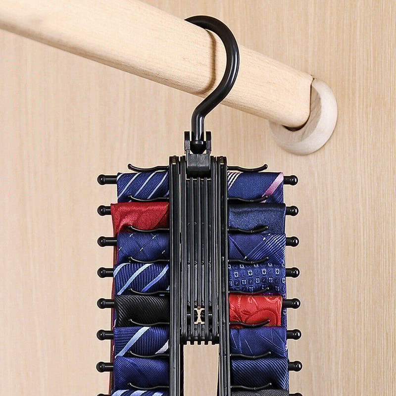 Rotating Multi-Functional Plastic Compact Home Hanger Rack Holder for Adjustable Belt Scarf Tie