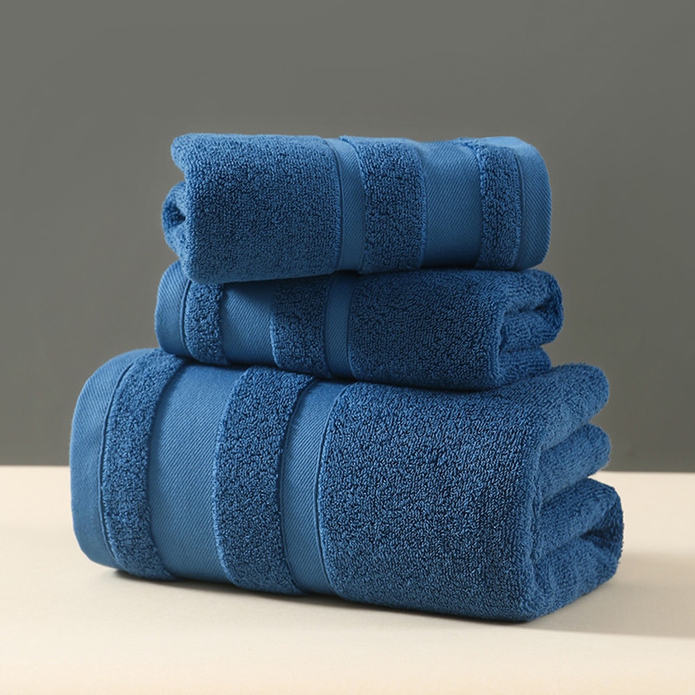 Solid Color Cotton Towel Gift Set, Comfortable Absorbent Bath Towels