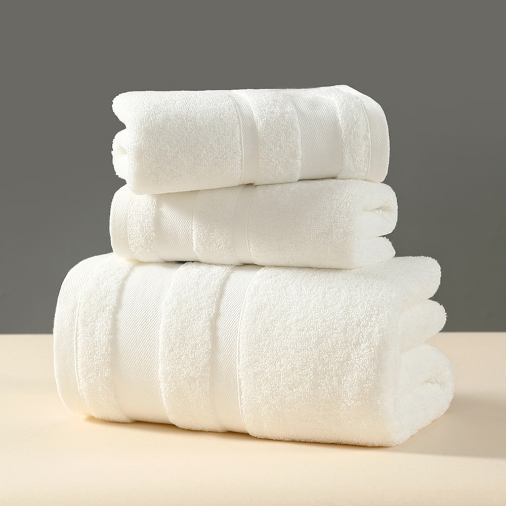 Solid Color Cotton Towel Gift Set, Comfortable Absorbent Bath Towels