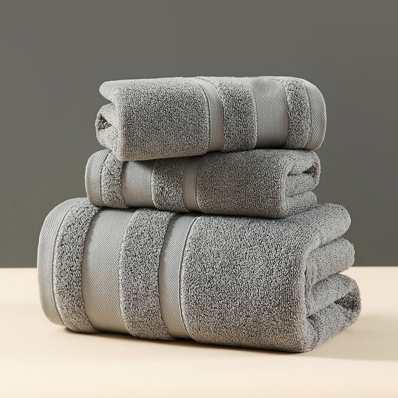 Solid Color Cotton Towel Gift Set, Comfortable Absorbent Bath Towels
