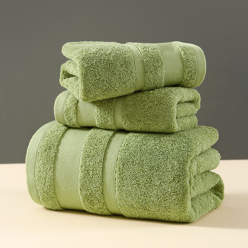 Solid Color Cotton Towel Gift Set, Comfortable Absorbent Bath Towels