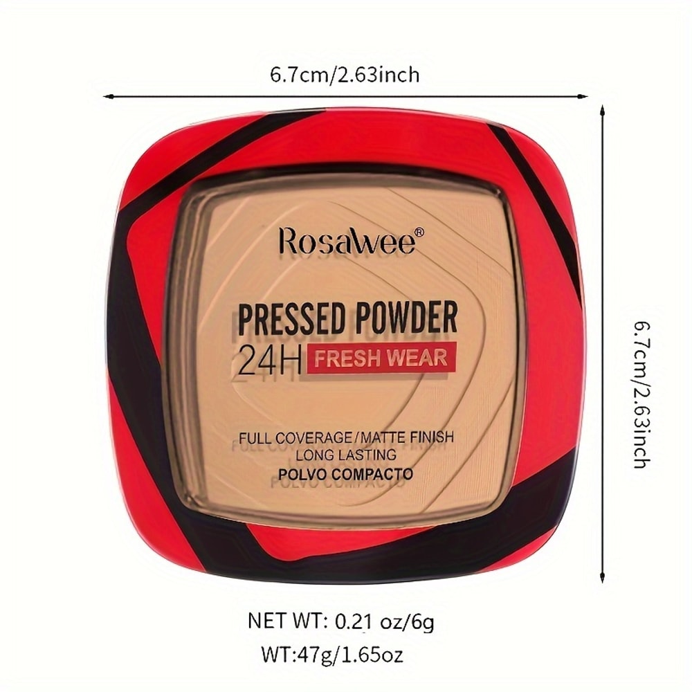 Matte Full Coverage Pressed Powder Foundation With Puff Applicator Fresh Wear Matte Makeup 3