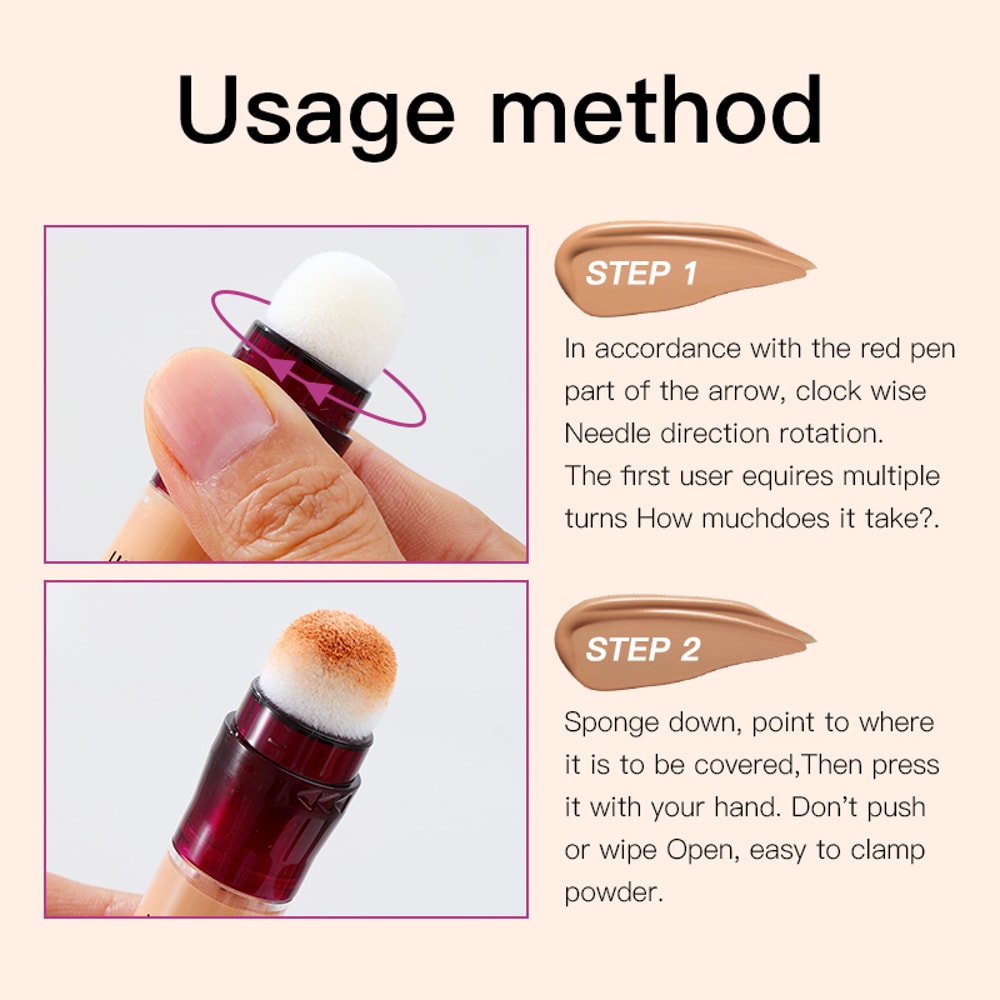 Sponge Head Concealer For Dark Circles Acne Blemishes LongLasting Liquid Foundation 2