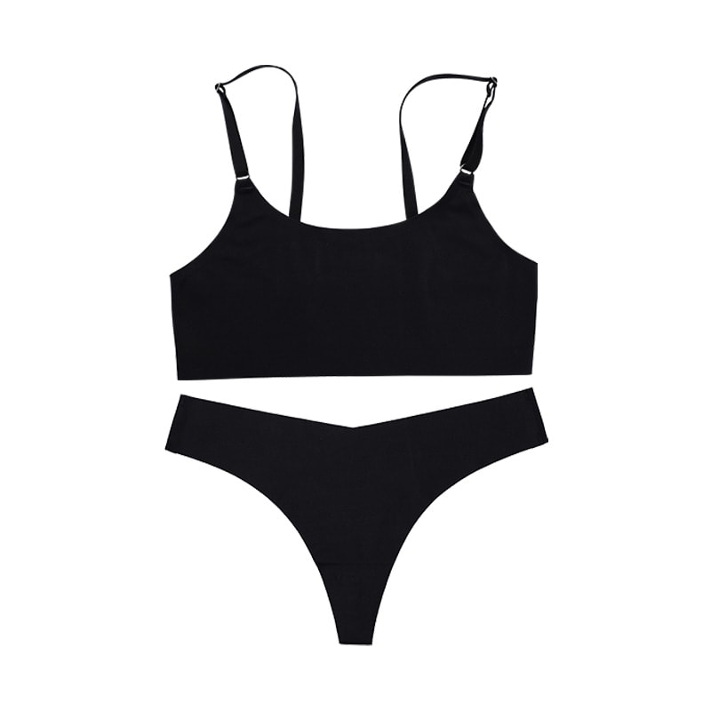 Stylish Solid Ice Silk Seamless Wireless Bra Set Comfortable and Elegant Women's Underwear