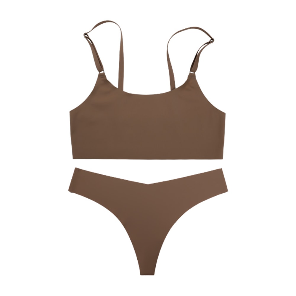 Stylish Solid Ice Silk Seamless Wireless Bra Set Comfortable and Elegant Women's Underwear