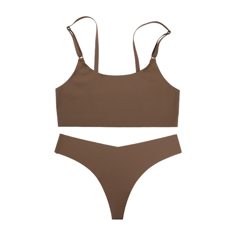 Stylish Solid Ice Silk Seamless Wireless Bra Set Comfortable and Elegant Women's Underwear