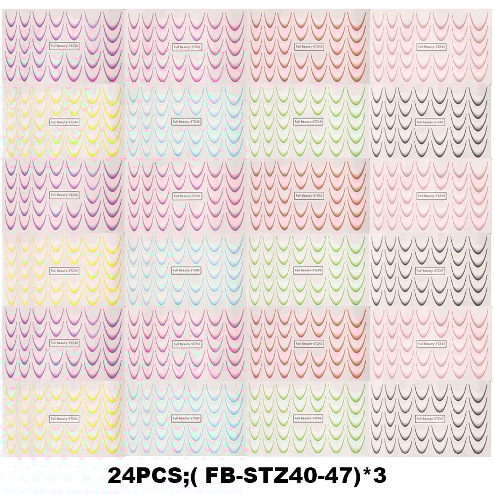 Gradient French Nail Art Stickers for Ombre Manicure Ink Blooming Wave Line Water Transfer Decals Decorations