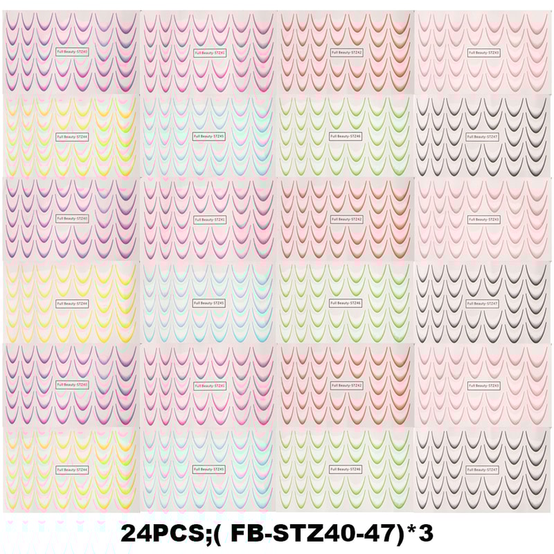 Gradient French Nail Art Stickers for Ombre Manicure Ink Blooming Wave Line Water Transfer Decals Decorations
