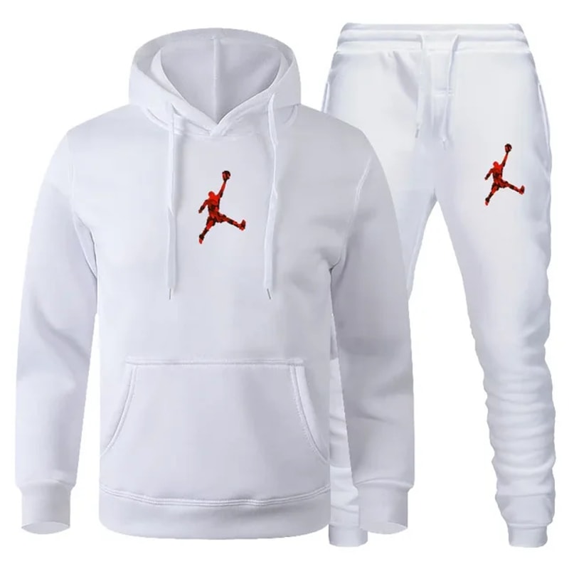 Jogging Fitness Sportswear Set Long For Men Sleeve Sweatshirt Casual Pants 2Piece Set 4
