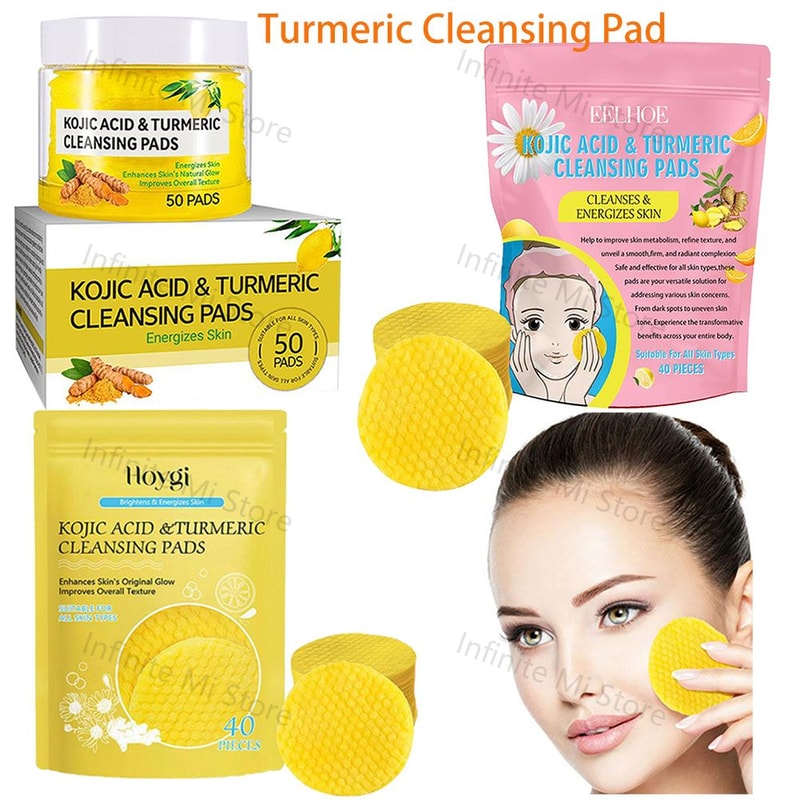 Turmeric Kojic Acid Exfoliating Cleansing Pads for Daily Facial Care Skin Brightening