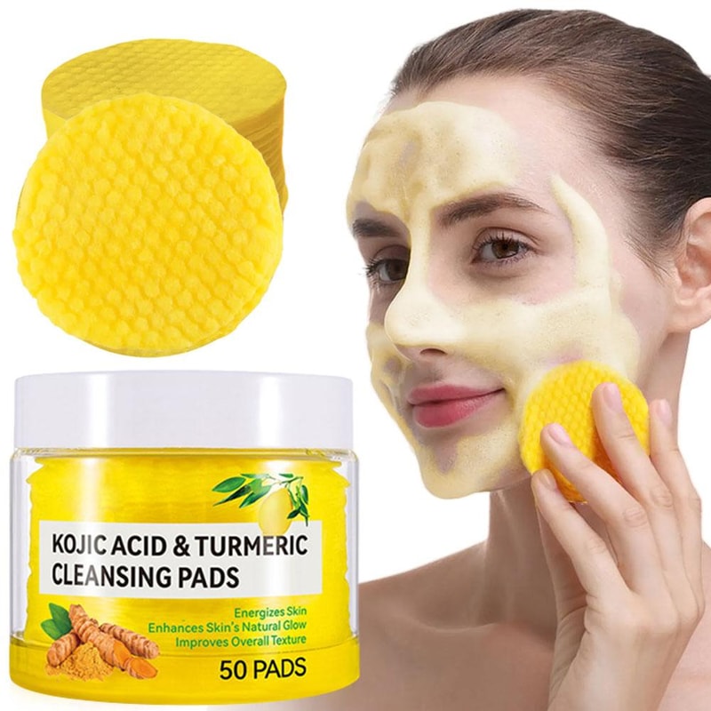 Turmeric Kojic Acid Exfoliating Cleansing Pads for Daily Facial Care Skin Brightening