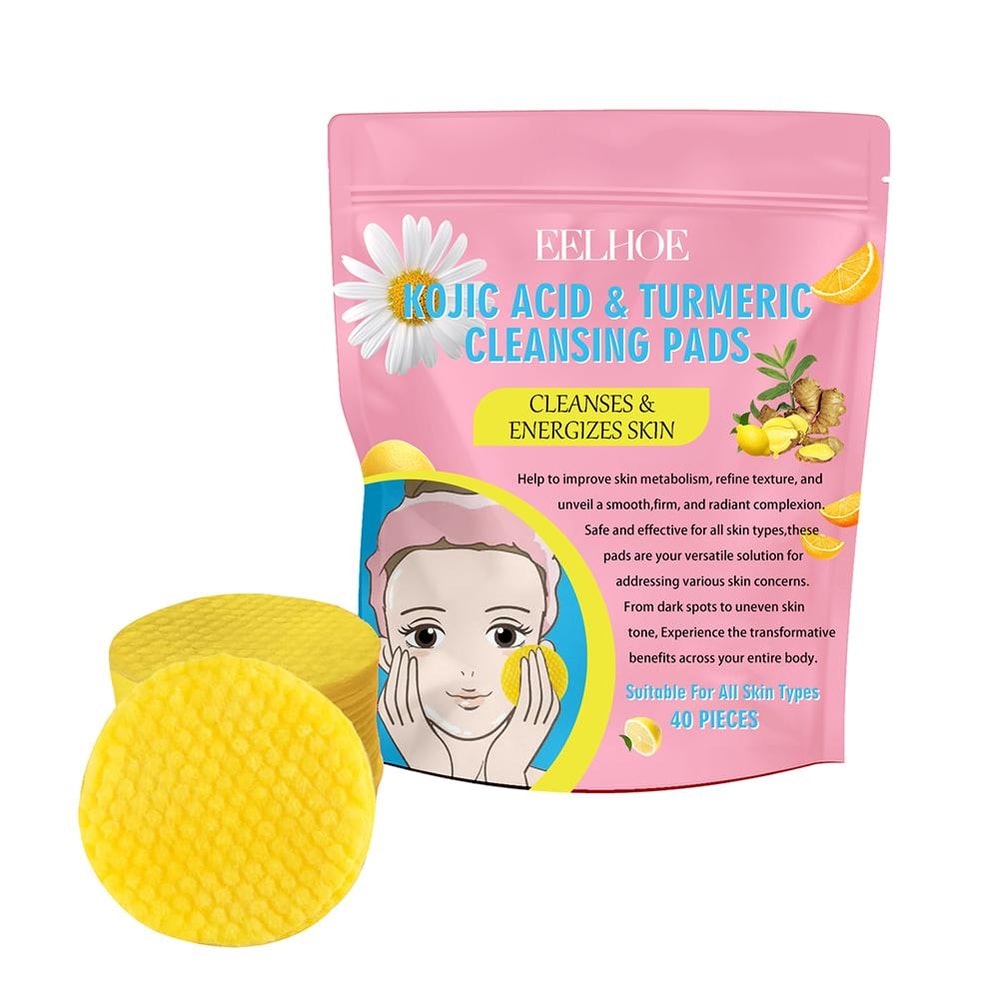 Turmeric Kojic Acid Exfoliating Cleansing Pads for Daily Facial Care Skin Brightening