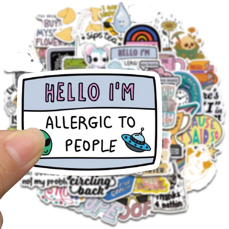 Sarcastic Kawaii Aesthetic Waterproof Vinyl Stickers Pack for Laptop, Phone and Scrapbook