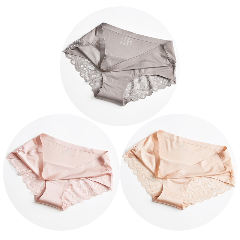 Elegant Lace Panties Women Silk Satin Briefs Soft Comfortable Plus Size Lace Panties 8