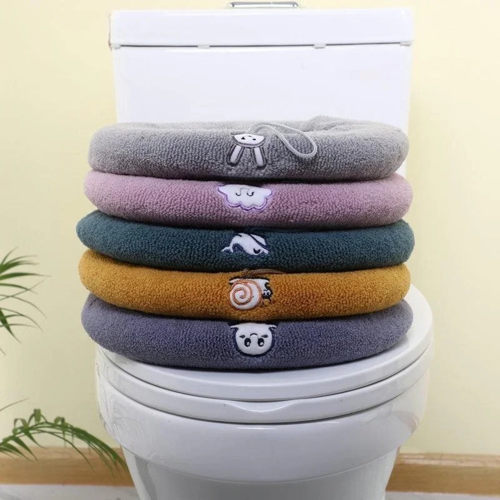 Soft Warm Toilet Seat Cover Elastic Washable Bathroom Seat Pad 0