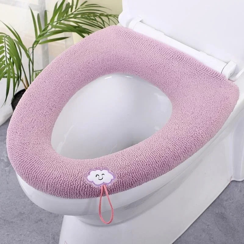 Soft Warm Toilet Seat Cover Elastic Washable Bathroom Seat Pad 6