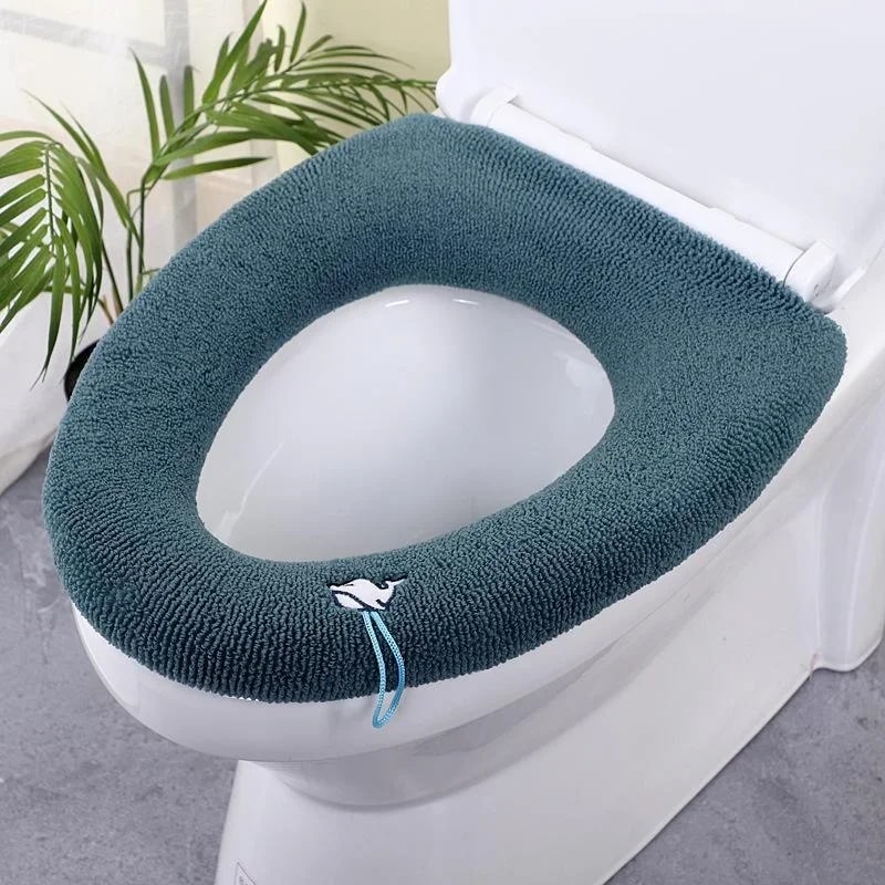 Soft Warm Toilet Seat Cover Elastic Washable Bathroom Seat Pad 7