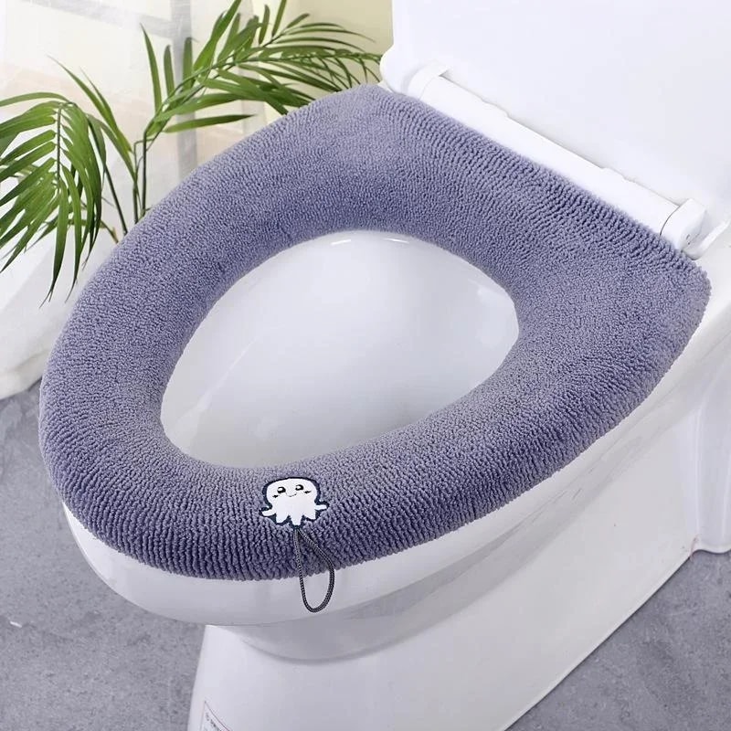 Soft Warm Toilet Seat Cover Elastic Washable Bathroom Seat Pad 9