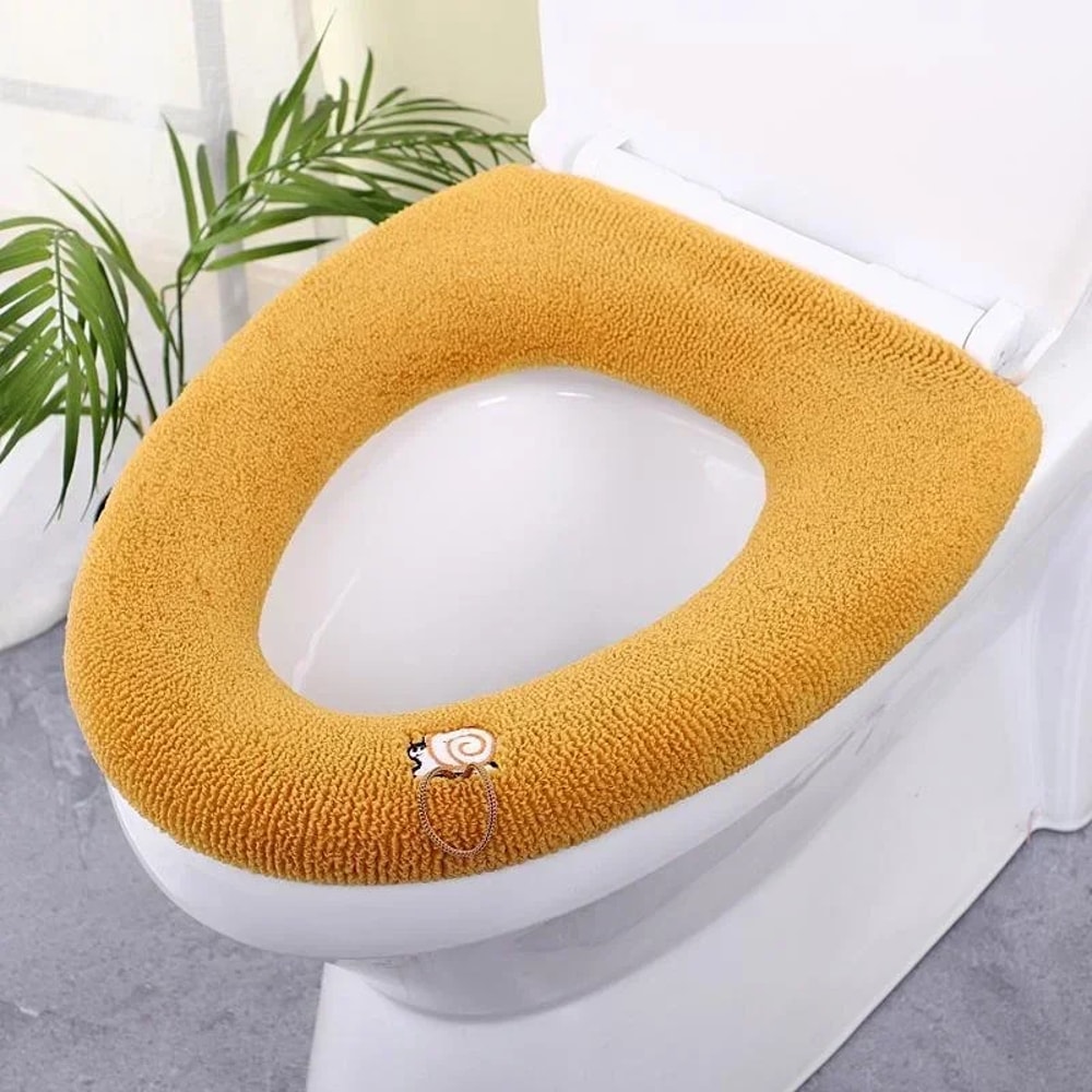 Soft Warm Toilet Seat Cover Elastic Washable Bathroom Seat Pad 10
