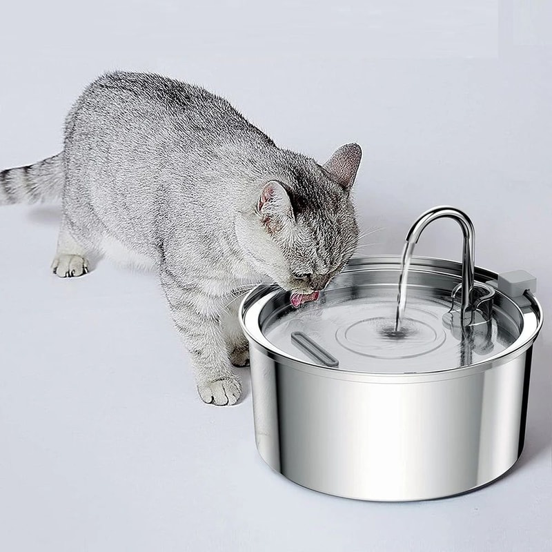 Smart Stainless Steel Pet Water Fountain For Cats And Dogs USB Automatic Mute Drinking Bowl 0