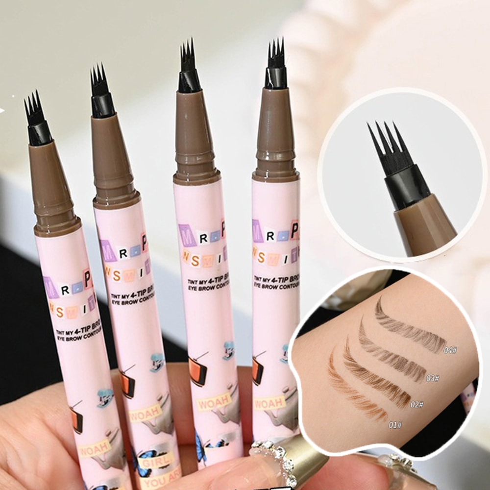 Waterproof Eyebrow Pen with Fork Tip Long Lasting Natural Dark Brown Eyebrow Pencile