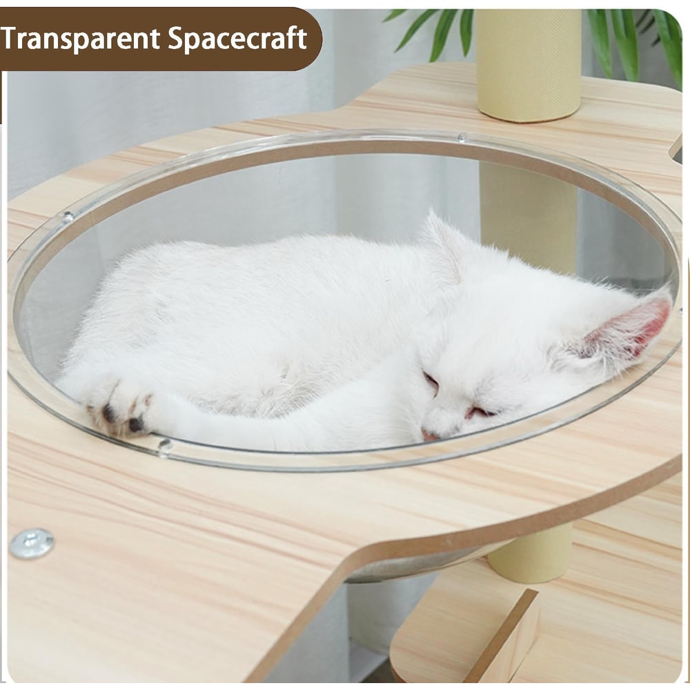 Green Cat Tree For Indoor Cats With Cat Condos Scratchers Hammock Space Capsule 2