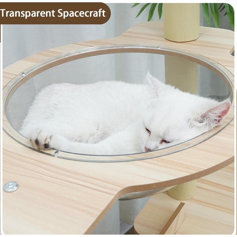 Green Cat Tree For Indoor Cats With Cat Condos Scratchers Hammock Space Capsule 2