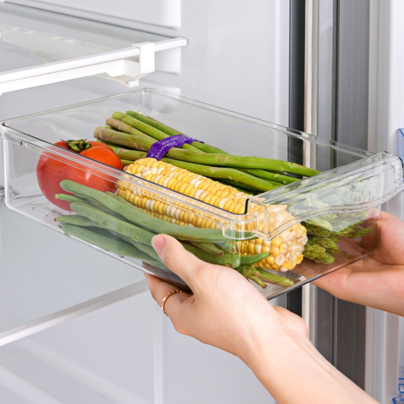 Transparent Kitchen Storage Box Fruit, Vegetable Preservation Organizer, Egg Container, Under-Shelf Refrigerator Drawer