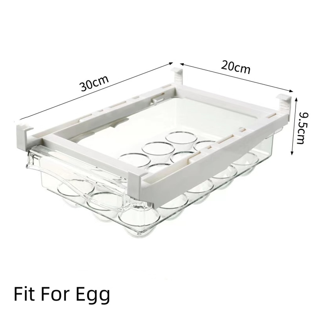 Transparent Kitchen Storage Box Fruit, Vegetable Preservation Organizer, Egg Container, Under-Shelf Refrigerator Drawer