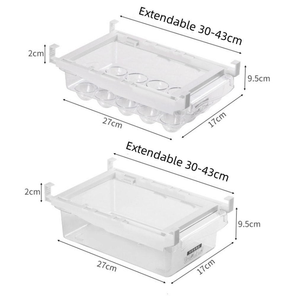 Transparent Kitchen Storage Box Fruit, Vegetable Preservation Organizer, Egg Container, Under-Shelf Refrigerator Drawer