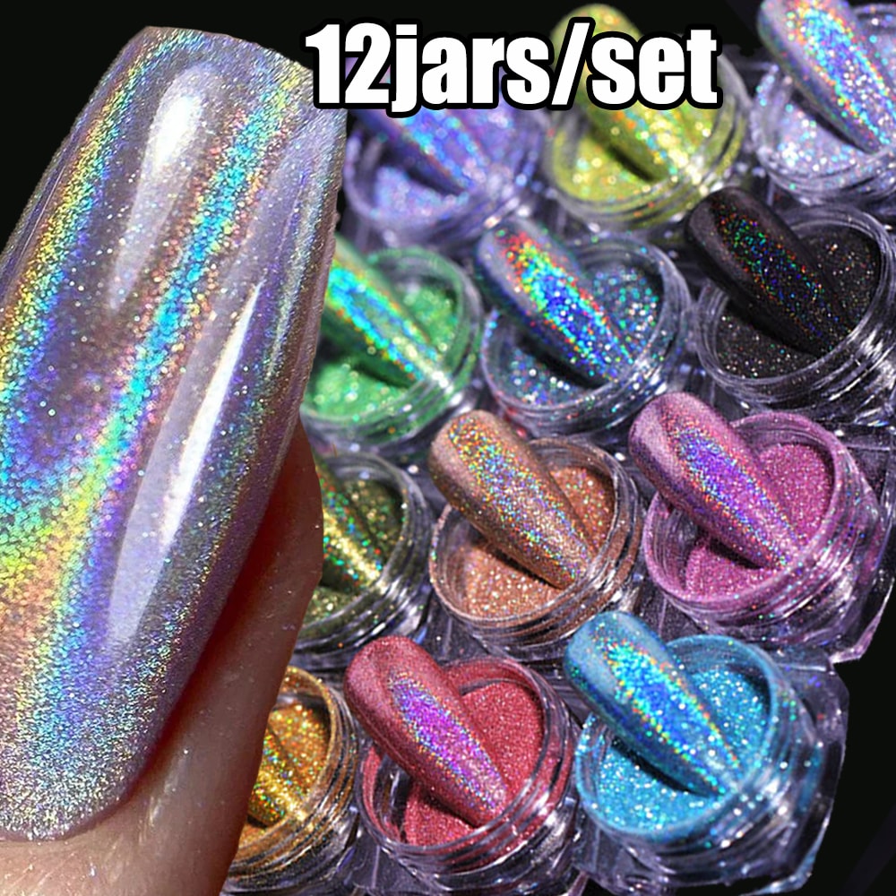 Holographic Unicorn Rainbow Nail Powder Super Shiny DIY Mirror Manicure Glitter 2