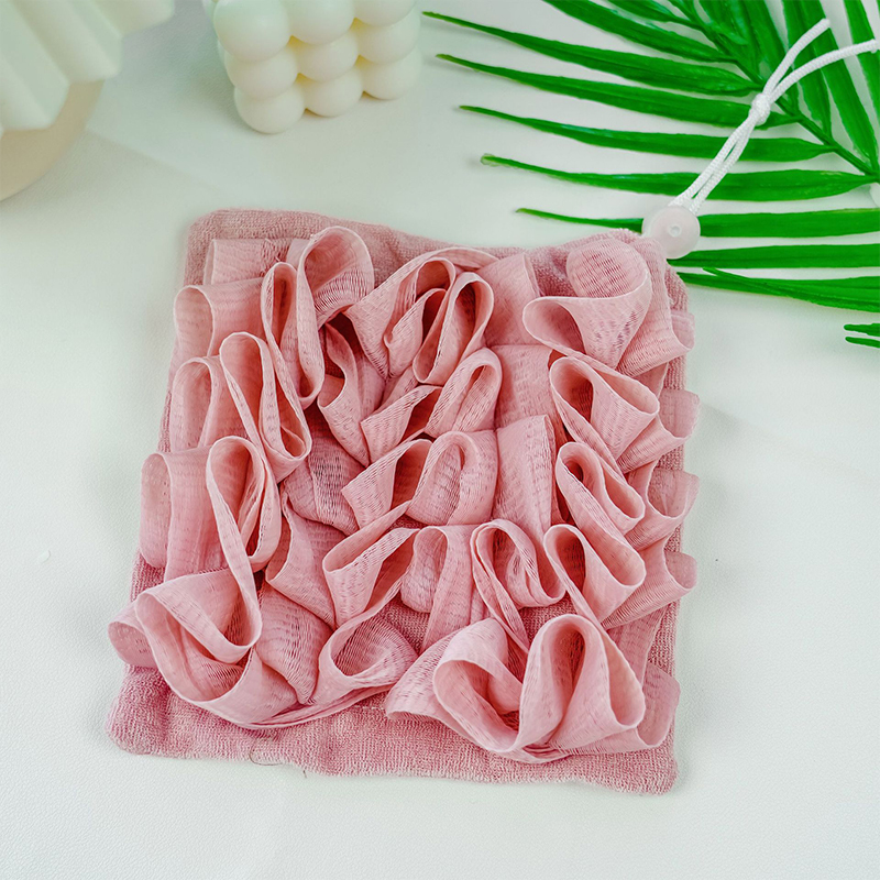 Soft Exfoliating Mesh Bath Loofah Towel with Drawstring Closure for Skin Care and Soap