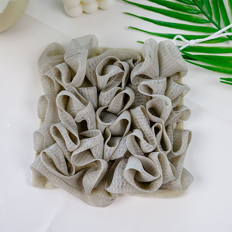 Soft Exfoliating Mesh Bath Loofah Towel with Drawstring Closure for Skin Care and Soap