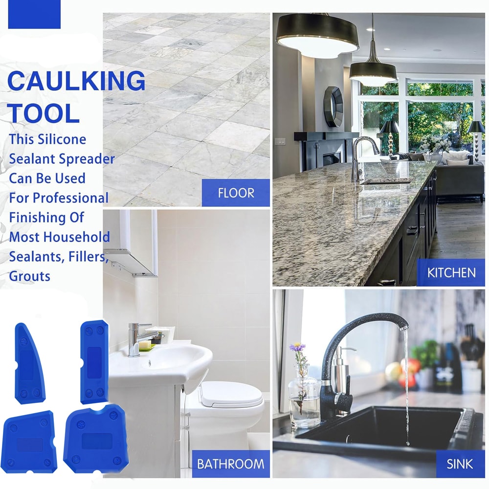 Silicone Caulking Tool Set for Grout Removal, Sealant Scraping, and Home Finishing
