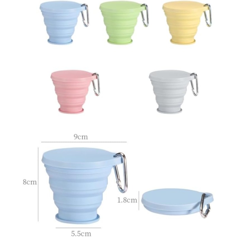 Collapsible Silicone Cup with Lid Portable and Foldable Travel Cup