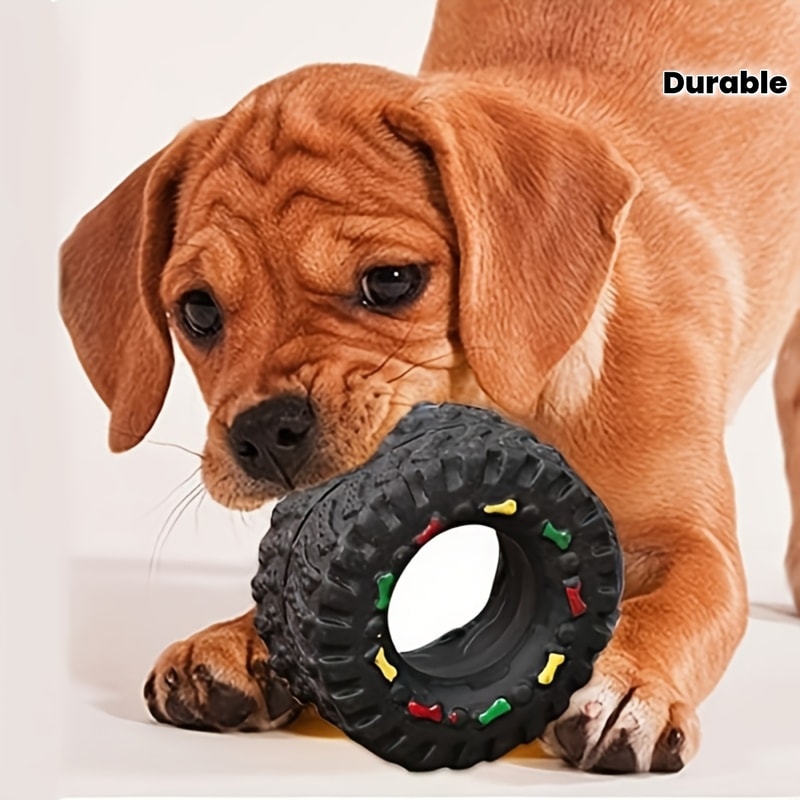 Durable Interactive Dog Chew Toy For Puppies Small Dogs ChewResistant Teeth Training Wheel With Sou 0