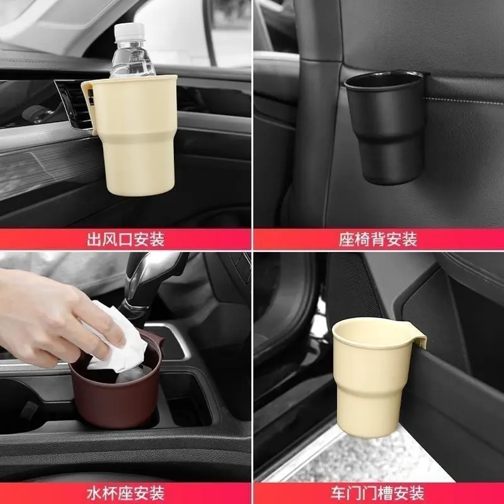 Car Cup Holder with Mobile Phone Beverage Holder Multifunctional Auto Storage Box Trash Can