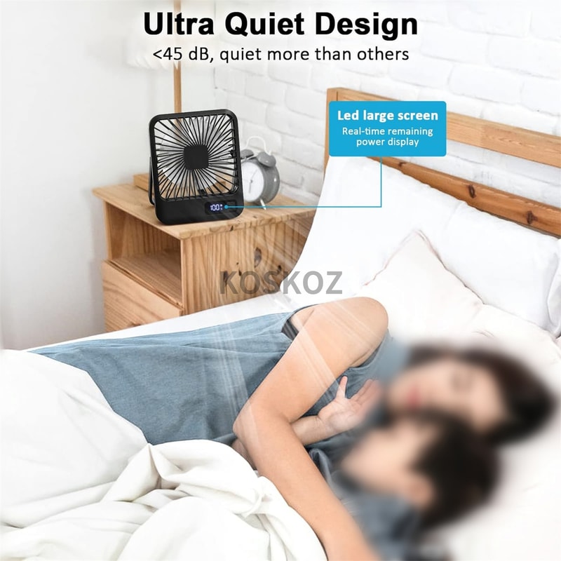 Portable USB Rechargeable Desk Fan Tilt, Speed Ultra Quiet Personal Fan