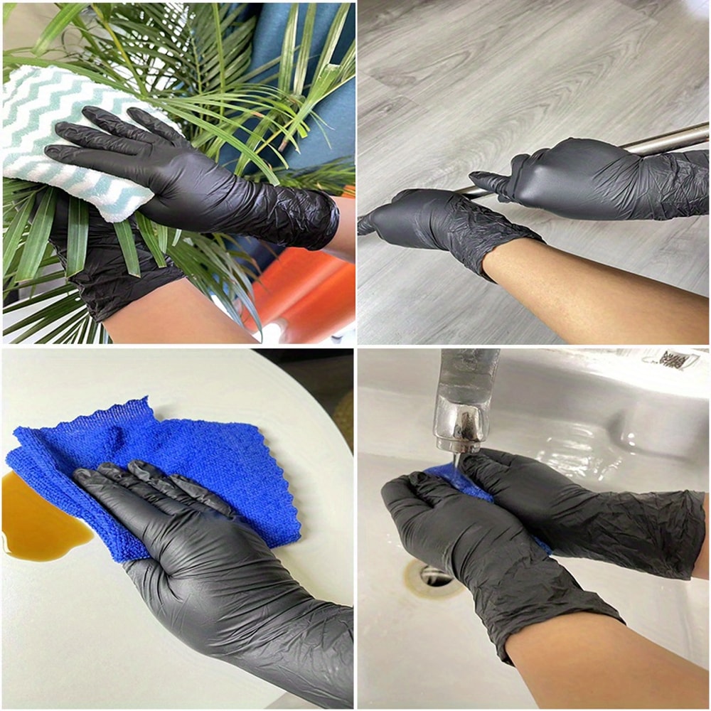 Thickened Black Nitrile Gloves Disposable Waterproof Tattoo Dishwashing Gloves 3