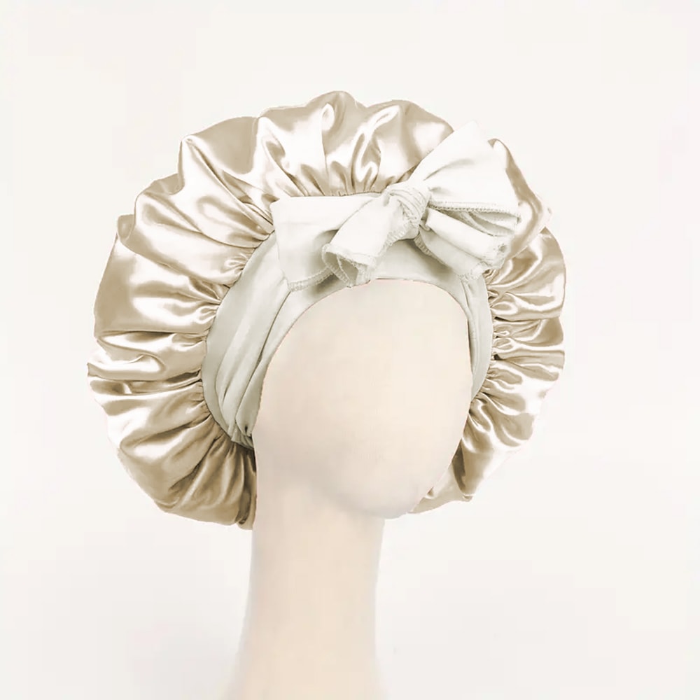Satin Hair Bonnet with Adjustable Tie Band Silk Sleeping Bonnet for Women
