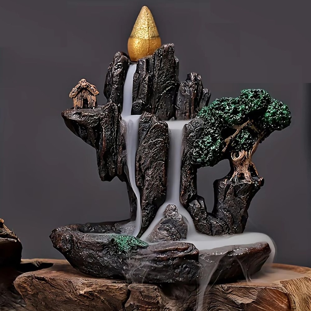 Mountain River Waterfall Incense Burner Fountain Elegant Reflux Aroma Smoke Censer For Home Decor 5