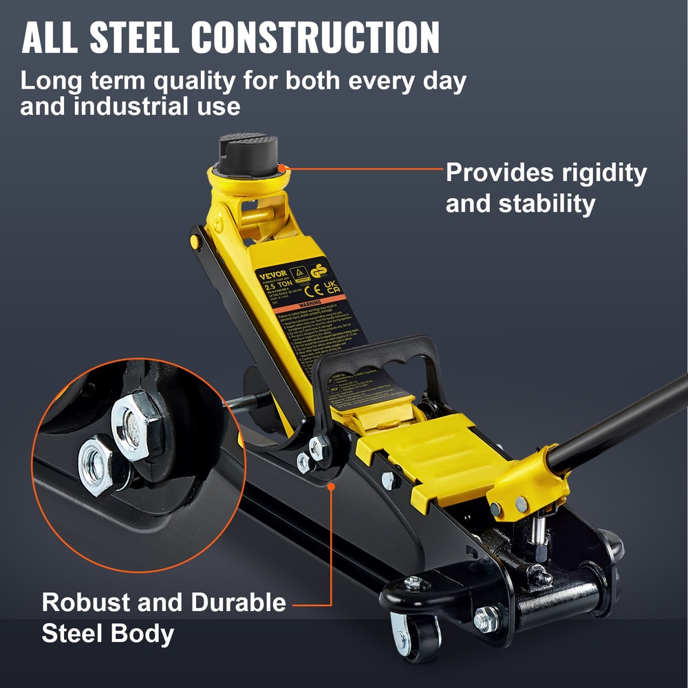 Heavy-Duty Steel Floor Jacks with Single Piston Lift Pump