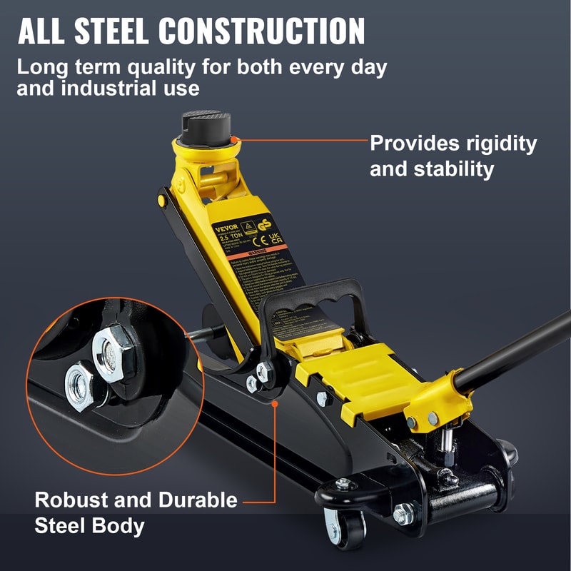 Heavy-Duty Steel Floor Jacks with Single Piston Lift Pump