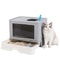 Foldable Cat Litter Box with Massager Scoop Top Exit Compact, Enclosed Kitty Toilet with Front Entry