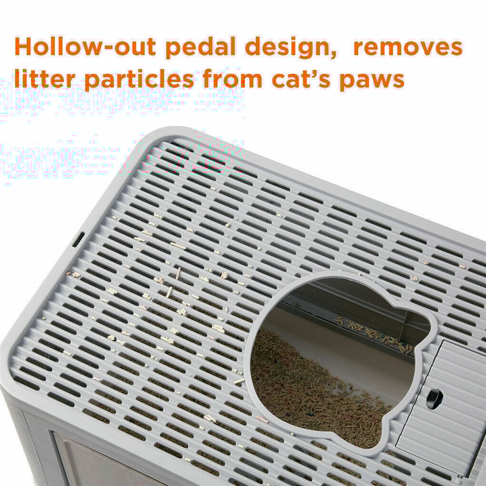 Foldable Cat Litter Box with Massager Scoop Top Exit Compact, Enclosed Kitty Toilet with Front Entry
