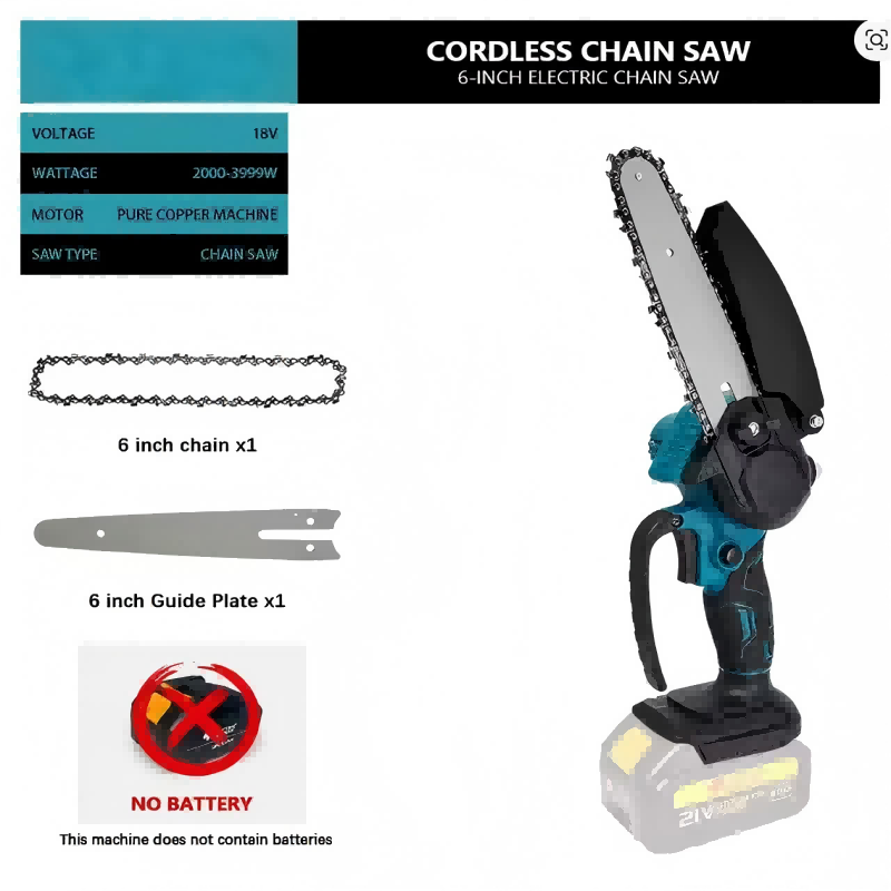 Mini LiIon Electric Chainsaw OneHand Portable Saw Compatible With Makita Battery 1