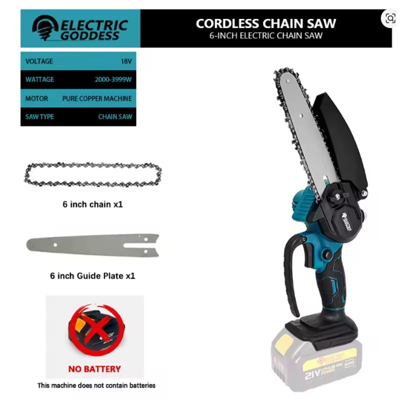 Mini LiIon Electric Chainsaw OneHand Portable Saw Compatible With Makita Battery 6