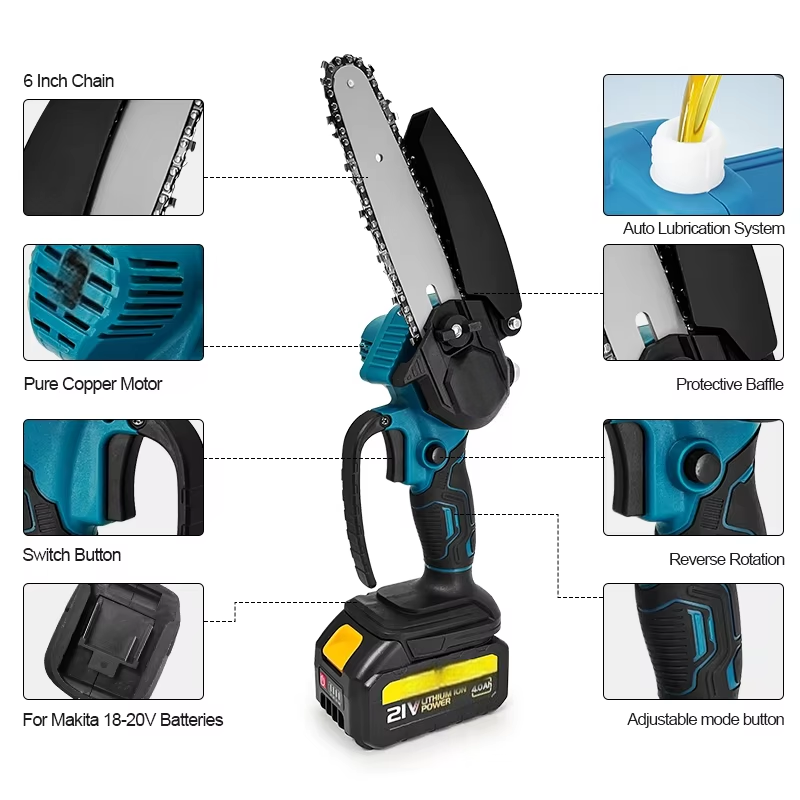 Mini LiIon Electric Chainsaw OneHand Portable Saw Compatible With Makita Battery 3