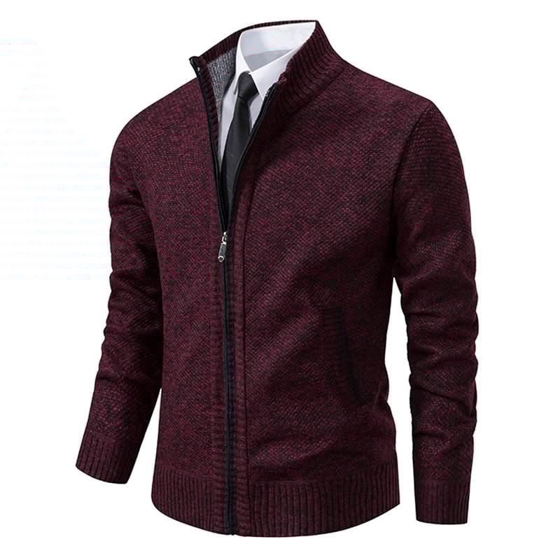 Warm Winter Fleece Men's Casual Sports Jacket Stand Collar Zipper Cardigan for Autumn Winter